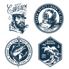 Fototapeta premium Nautical badges for maritime adventure