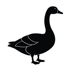Goose Silhouette Vector | Black and White Goose Bird Illustration Art Design