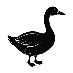 Goose Silhouette Vector | Black and White Goose Bird Illustration Art Design