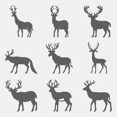 deer silhouettes set