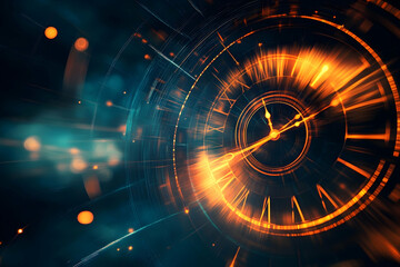 Obraz premium A futuristic, abstract clock face, depicting the passage of time.