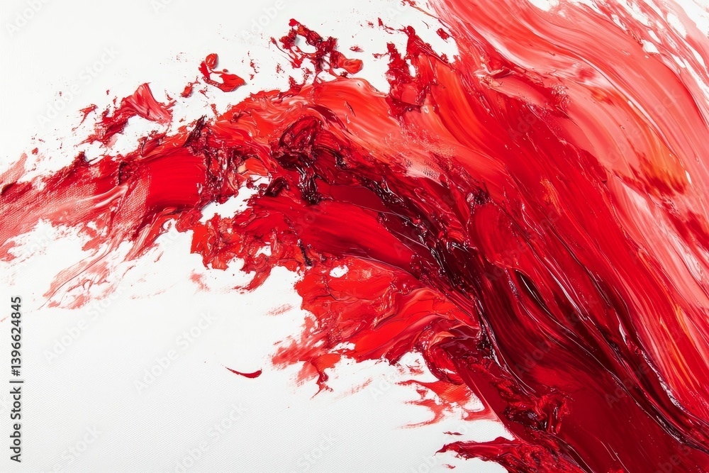 Aufkleber abstract painting with red brushstrokes and white background creating dynamic movement.