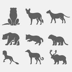 set of animals silhouettes