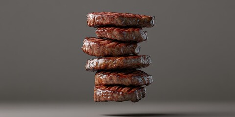 Grilled steaks on a minimalist gray backdrop create a culinary dream