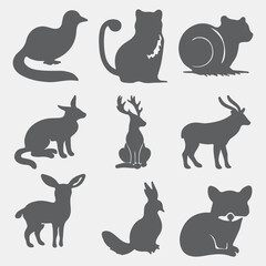 set of cats silhouettes