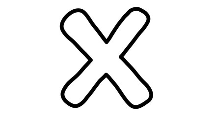Obraz premium Simple hand-drawn X mark, abstract illustration of cross symbol on a white background