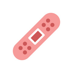Minimalist Pink Adhesive Bandage Icon on White