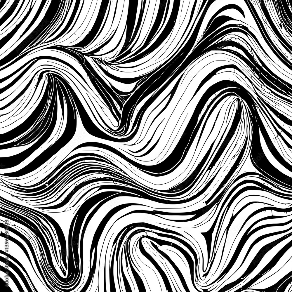 Poster abstract flowing lines pattern: a visually striking monochrome pattern of fluid, curving lines inter