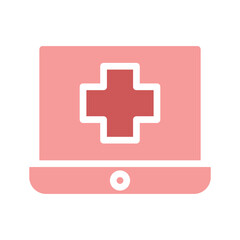 Fototapeta premium Online Health Service Icon, Pink Tones, Isolated
