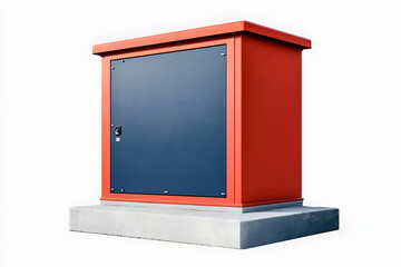 Red Utility Box on Concrete Base
