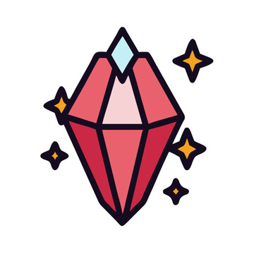 Gemstone with Sparkling Accent Icon Design