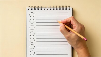 Hand Sketching on a Blank Checklist Paper for Notes and Ideas