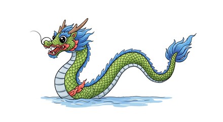 Fototapeta premium Enchanting illustration depicting a vibrant green chinese dragon character