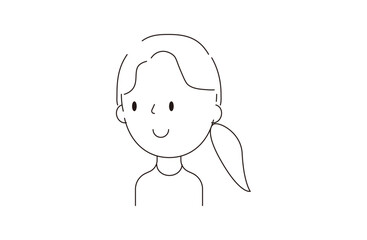 ポニーテールの女性　横向き