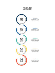 4 Steps elements placed in vertical row. Concept of 4 successive steps of project development process. Flat infographic design template. Simple vector illustration for business analytics.