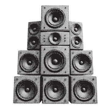 stack of speakers halftone grunge vector design element