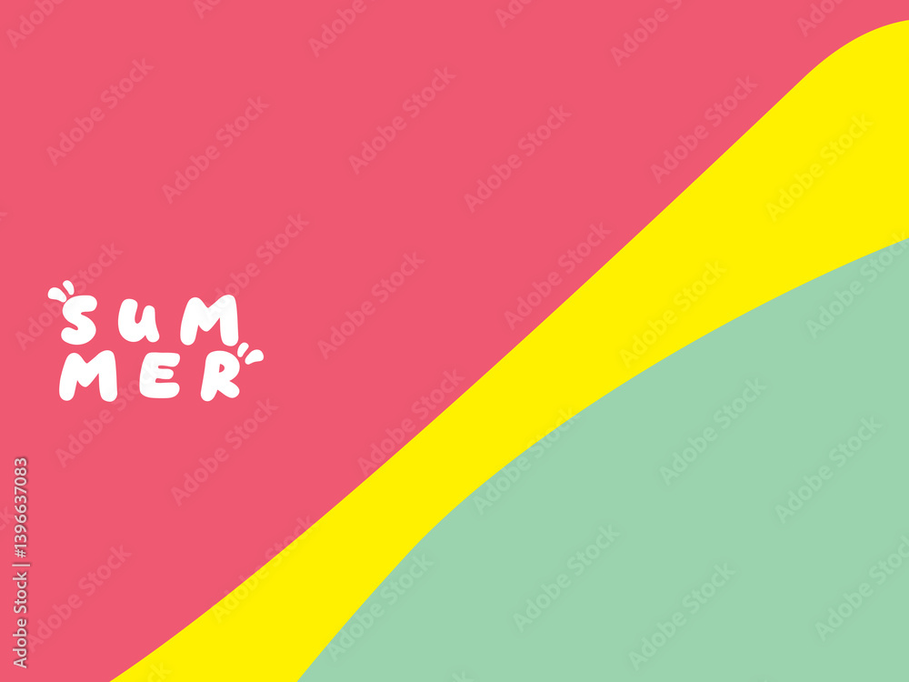Fototapete creative concept of bright and attractive summer card set. modern abstract art design with wavy shap