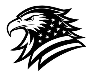 Eagle Head with American Flag Silhouette Vector & SVG | Patriotic USA Vector Design