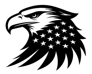 Eagle Head with American Flag Silhouette Vector & SVG | Patriotic USA Vector Design