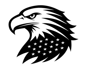 Eagle Head with American Flag Silhouette Vector & SVG | Patriotic USA Vector Design