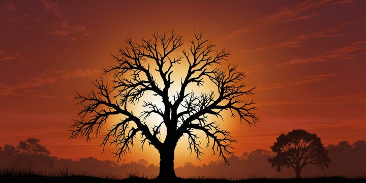 tree silhouette at sunset - Powered by Adobe