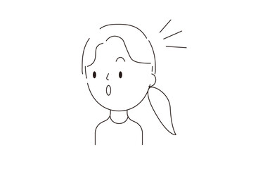 ポニーテールの女性　驚く