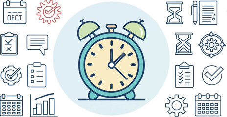 Colorful Clock Illustration vector design, Clock logo design, Clock icon design