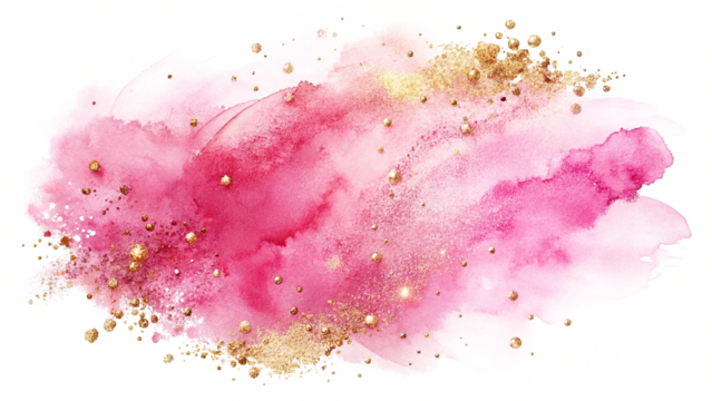 Elegant Pink Watercolor Splashes With Gold Accents for Creative Projects
