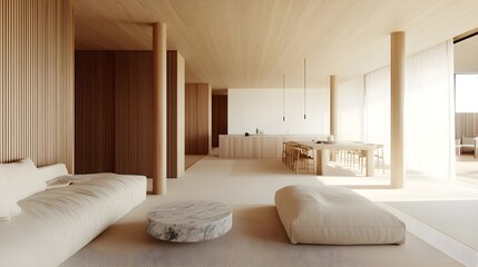 Modern Minimalist Dining Space with White Table and Chairs