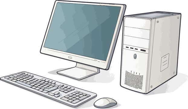 computer setup, white, keyboard, mouse, monitor clip art preview