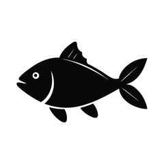 Black and white fish with lemon and herbs food art on white background.eps