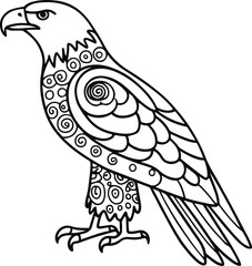 Adult Coloring Page Featuring Eagle with Abstract Details.eps