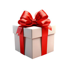 3D white gift box with oversized red bow