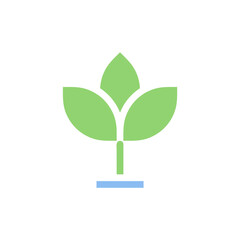 Abstract Green Plant Icon with Water Base Design