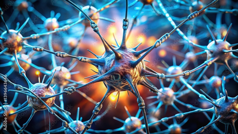 Poster neural network concept with barbed wire and bright background