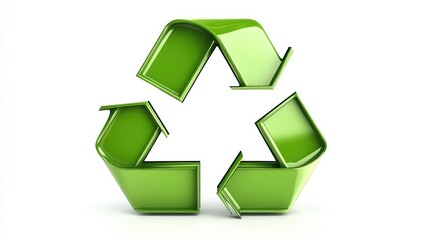 Obraz premium Animated universal green recycling symbol isolated on white background
