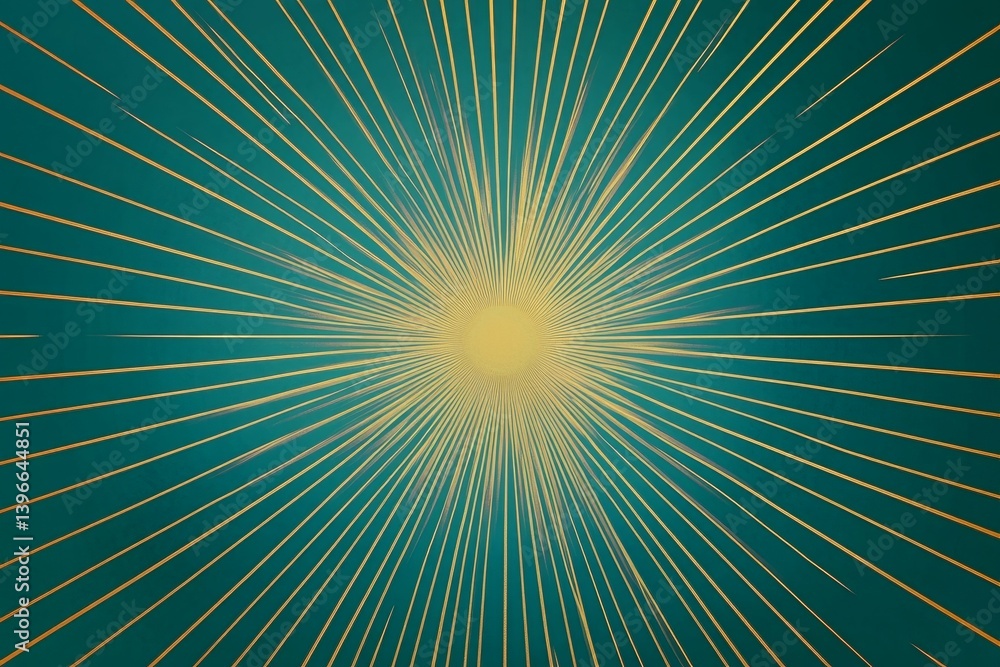 Poster abstract radiating lines emanating from a central point on a green background.