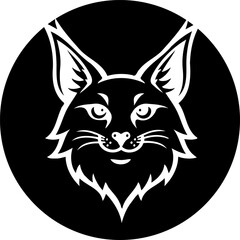 Stylized Lynx Silhouette in Circular Frame, Elegant and Striking Design