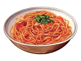 水彩で描いた麺料理のイラスト　生成AI