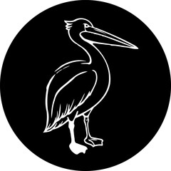Elegant avian silhouette within a circular frame symbolizing coastal wildlife