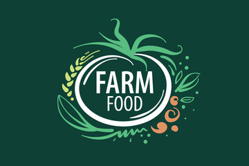 Vector logo of farm products, hand-drawn