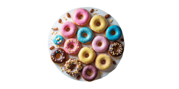 Colorful transparent donuts delight at a bakery food photography bright environment mouthwatering concept