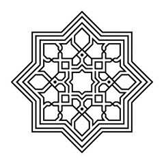 Moroccan Tile Line Art, Silhouette, Vector, Icon, Logo, White Background.