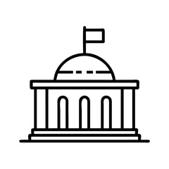 Government Building with Flag Icon Design