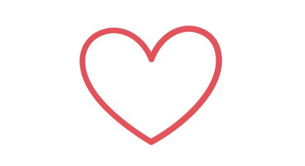 Simple red heart outline on white background ideal for minimalist designs
