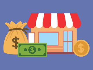 Financial Supermarket Business Background Illustration