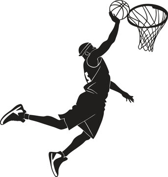 silhouette basketball player dunking black clip art preview