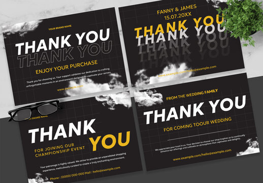 Black And Yellow Thank You Card