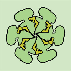 vector ceramic motif design in various colors with green background