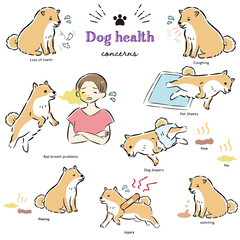 犬の体調不良のイラストセット